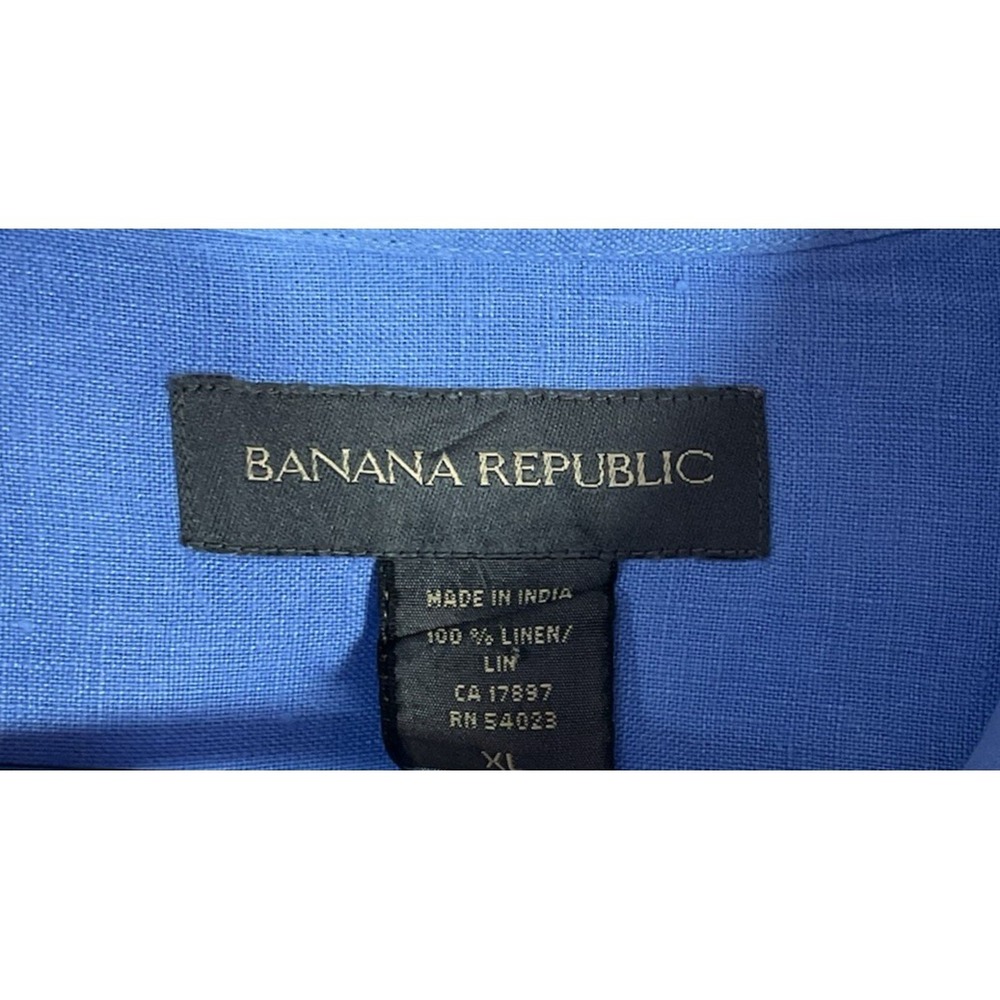 Banana Republic Men's XL Linen Shirt Sky Blue Short Sleeve Button Up Soft - Picture 5 of 5